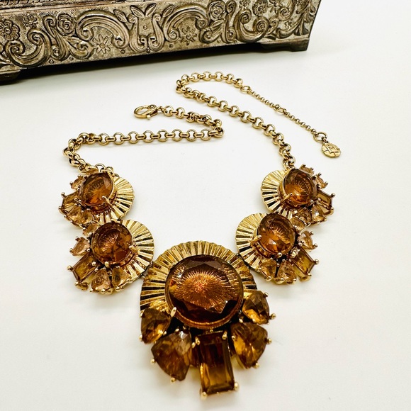 🔥 Vintage Monet Topaz Crystal Deco Necklace - Picture 9 of 17